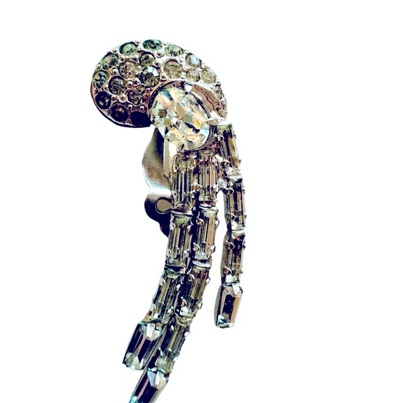 Vintage Comet Style Rhinestone Earrings. Clip-on. EUC - Picture 3 of 5